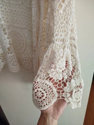 Chaleco de crochet beige/blanco talla única