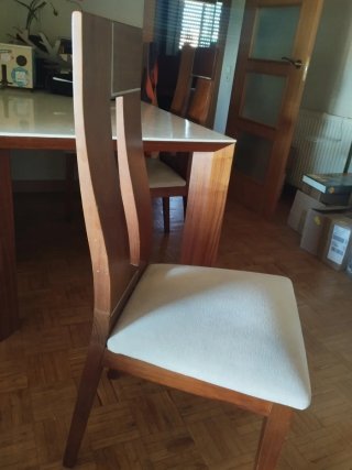 6 Sillas Comedor Madera Tapizadas Beige