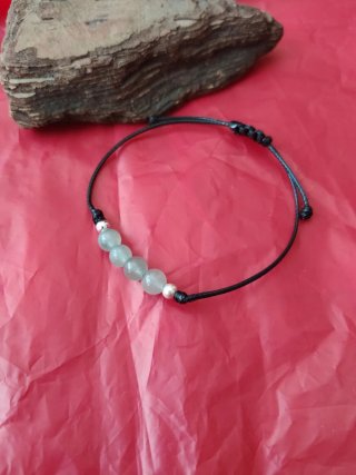 Pulsera Cuarzo Verde y Plata Ajustable
