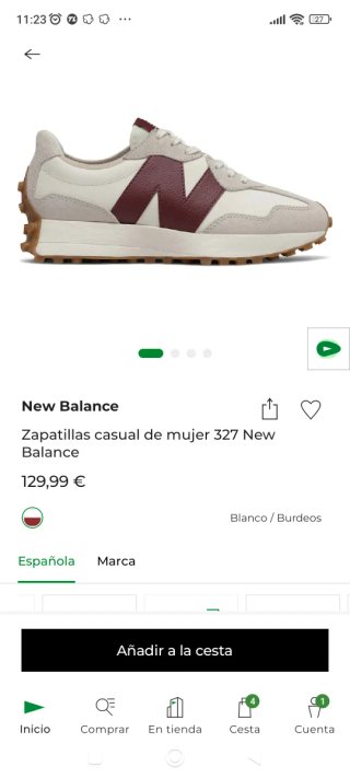 Zapatillas New Balance 327 Mujer TALLA PEQUEÑA