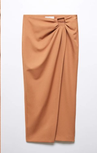 Saia Midi Cruzada Mango Nude