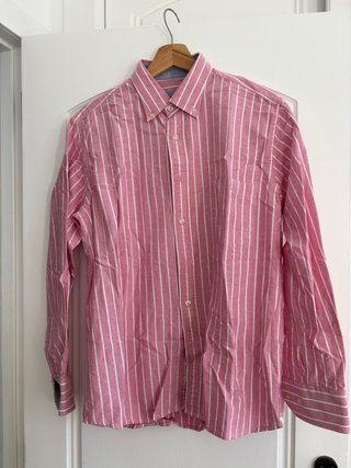 Camisa Emidio Tucci Rayas Rosa y Blanca Talla M