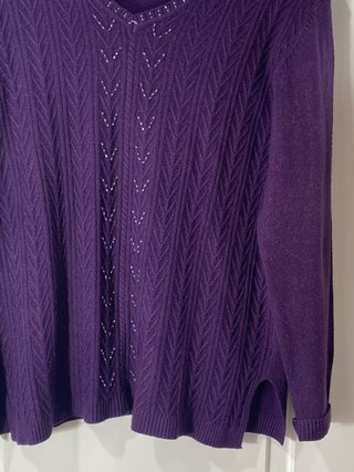 Maglione donna con scollo a V di lana merinos