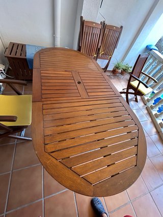 Mesa extensible Teca + 4 Sillas