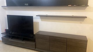 2 Muebles de madera con estantería para sala y tv