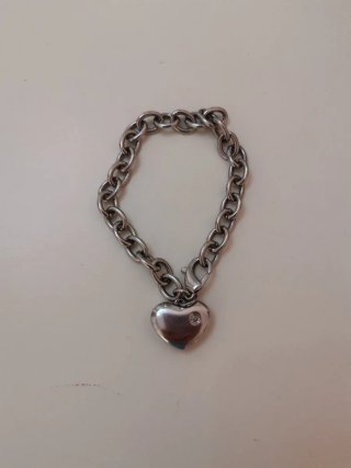 Bracciale acciaio cuore con cristallo