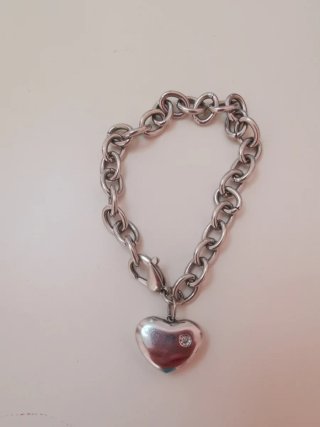 Bracciale acciaio cuore con cristallo