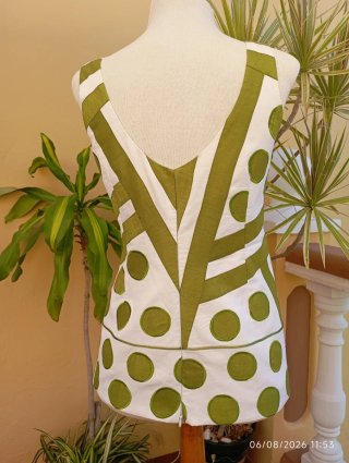 Blusa Verano Estampada Verde y Blanca