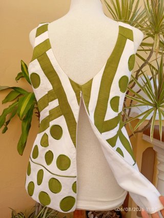 Blusa Verano Estampada Verde y Blanca