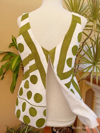 Blusa Verano Estampada Verde y Blanca