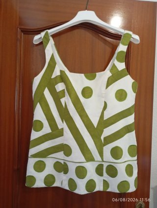 Blusa Verano Estampada Verde y Blanca