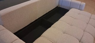 Sofá Cama con Arcón Beige/Gris