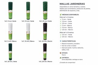 Malla jardinera 1x3m y 1x5m