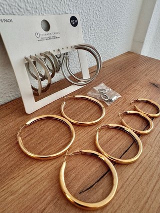 Lote pendientes aros plata dorado.