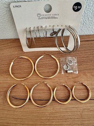 Lote pendientes aros plata dorado.