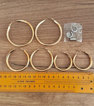 Lote pendientes aros plata dorado.