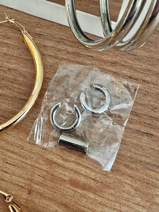 Lote pendientes aros plata dorado.
