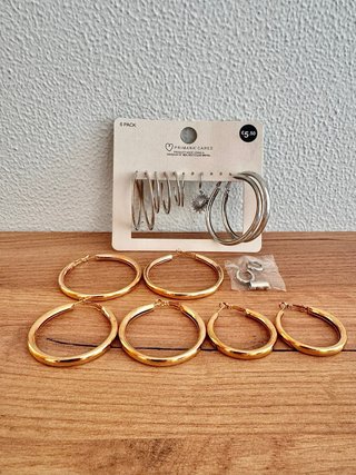 Lote pendientes aros plata dorado.