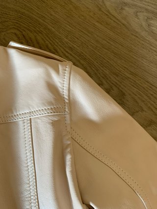 Cazadora Biker Piel Beige Massimo Dutti