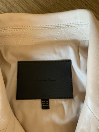 Cazadora Biker Piel Beige Massimo Dutti