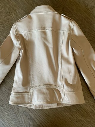Cazadora Biker Piel Beige Massimo Dutti