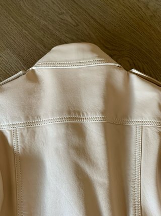 Cazadora Biker Piel Beige Massimo Dutti