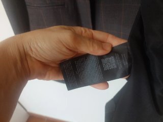 Traje de cuadros VILA gris y naranja