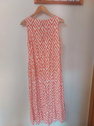 Vestido Mango Naranja y Blanco Talla S