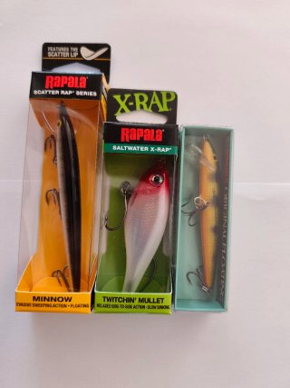 Lote 3 señuelos Rapala Scatter Rap y X-Rap