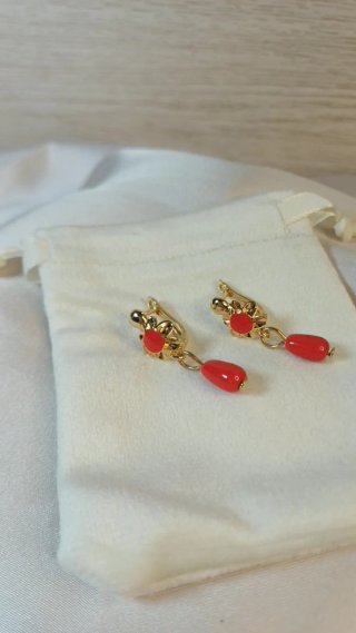 Pendientes Cubanitas Chapado Oro 18k Corales
