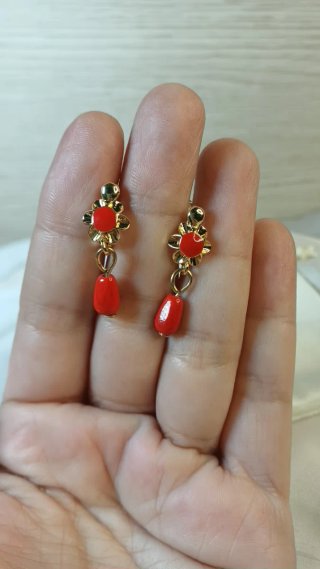 Pendientes Cubanitas Chapado Oro 18k Corales