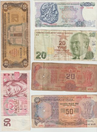 Lotto 38 Banconote Mondiali