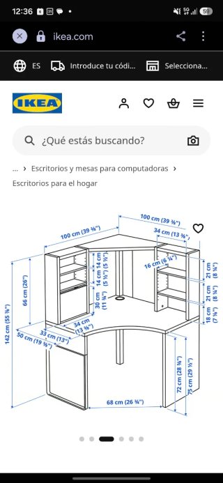 Escritorio de esquina IKEA MICKE negro