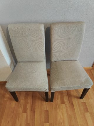 Lote 2 sillas comedor tela y madera