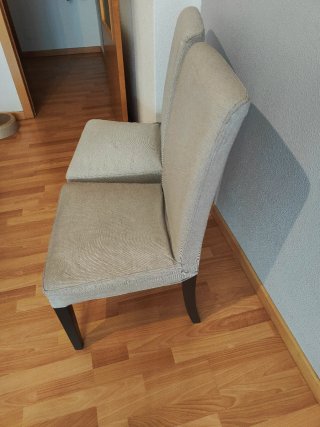 Lote 2 sillas comedor tela y madera