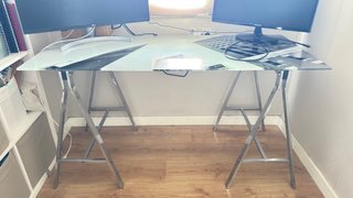 Mesa de trabajo cristal y metal