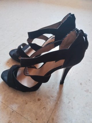 Sandalias negras tacón alto plataforma 39