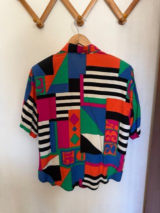 Camisa Vintage Colorida Estilo Patchwork