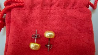 Pendientes Perlas Filipinas Doradas y Rosas