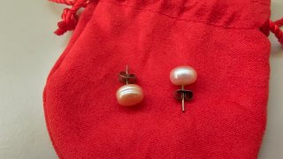 Pendientes Perlas Filipinas Doradas y Rosas