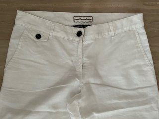 Pantalón lino blanco Mango