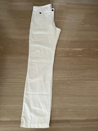 Pantalón lino blanco Mango