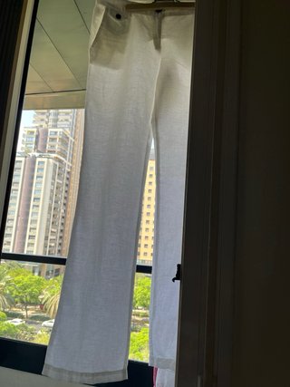 Pantalón lino blanco Mango