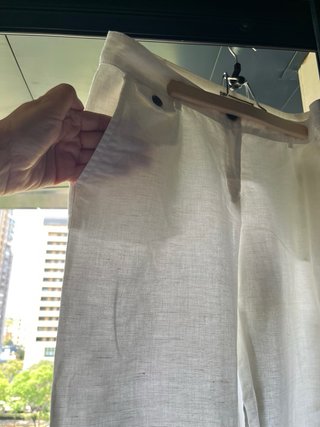 Pantalón lino blanco Mango