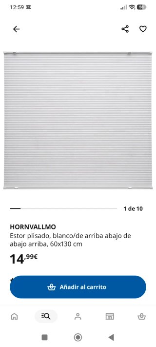 Estor HORNVALLMO IKEA Blanco 60x130cm