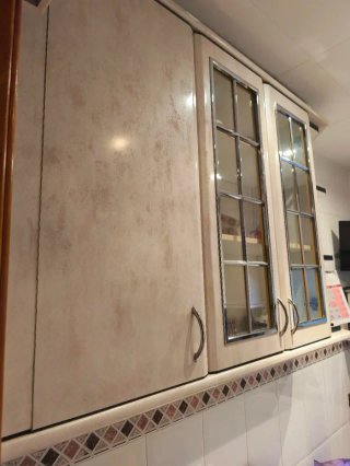 Mueble Cocina Vitrina Rinconera Beige Negro
