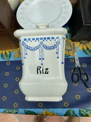 Antiguos 7 Recipientes cerámica cocina Art Déco