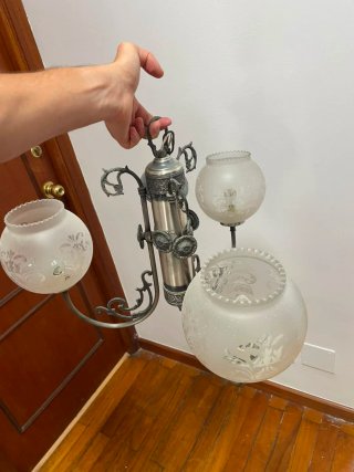 Lámpara colgante metal y cristal