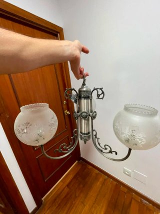 Lámpara colgante metal y cristal