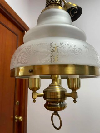 Lámpara colgante metal y cristal